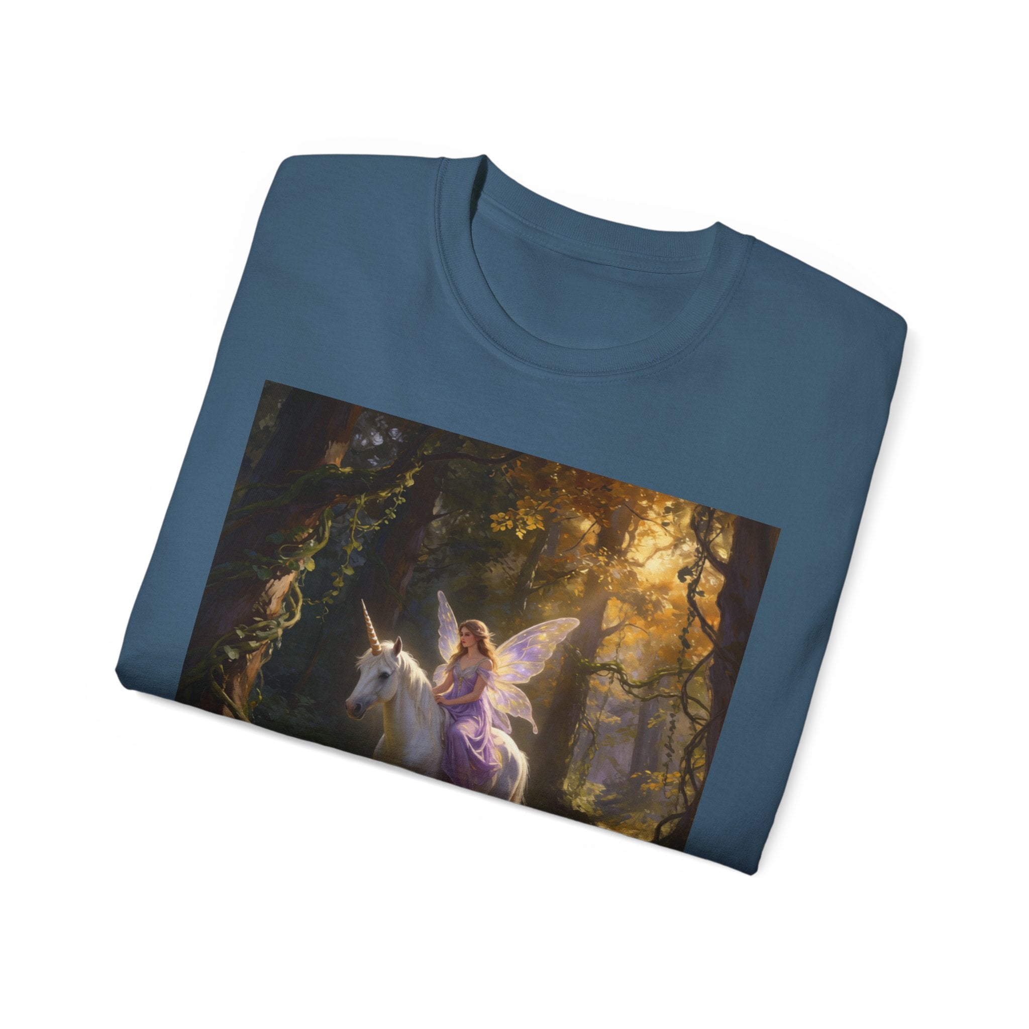 Magical Fairy/Unicorn Forest CottonTee — Fantasy Unicorn Shirt for Kids & Adults