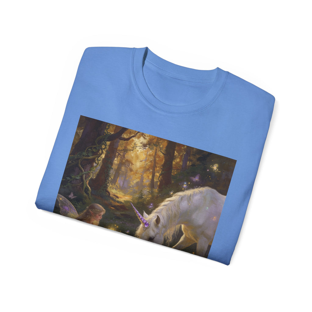 Unicorn & Fairy Forest Cotton T‑Shirt — Enchanted Woodland Magic Tee