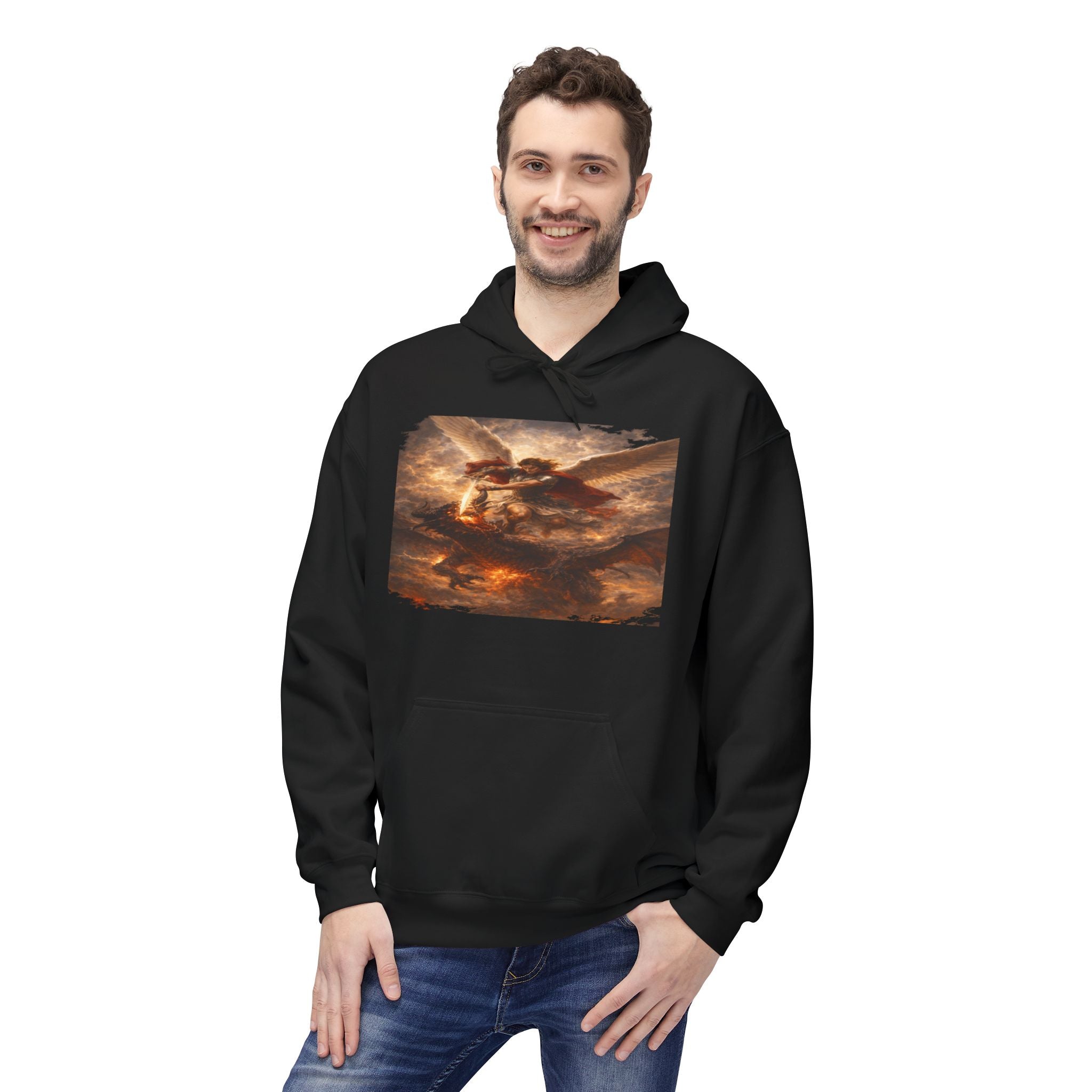 Revelation 12:7-12, where Michael and his angels battle the dragon in heaven- Pullover