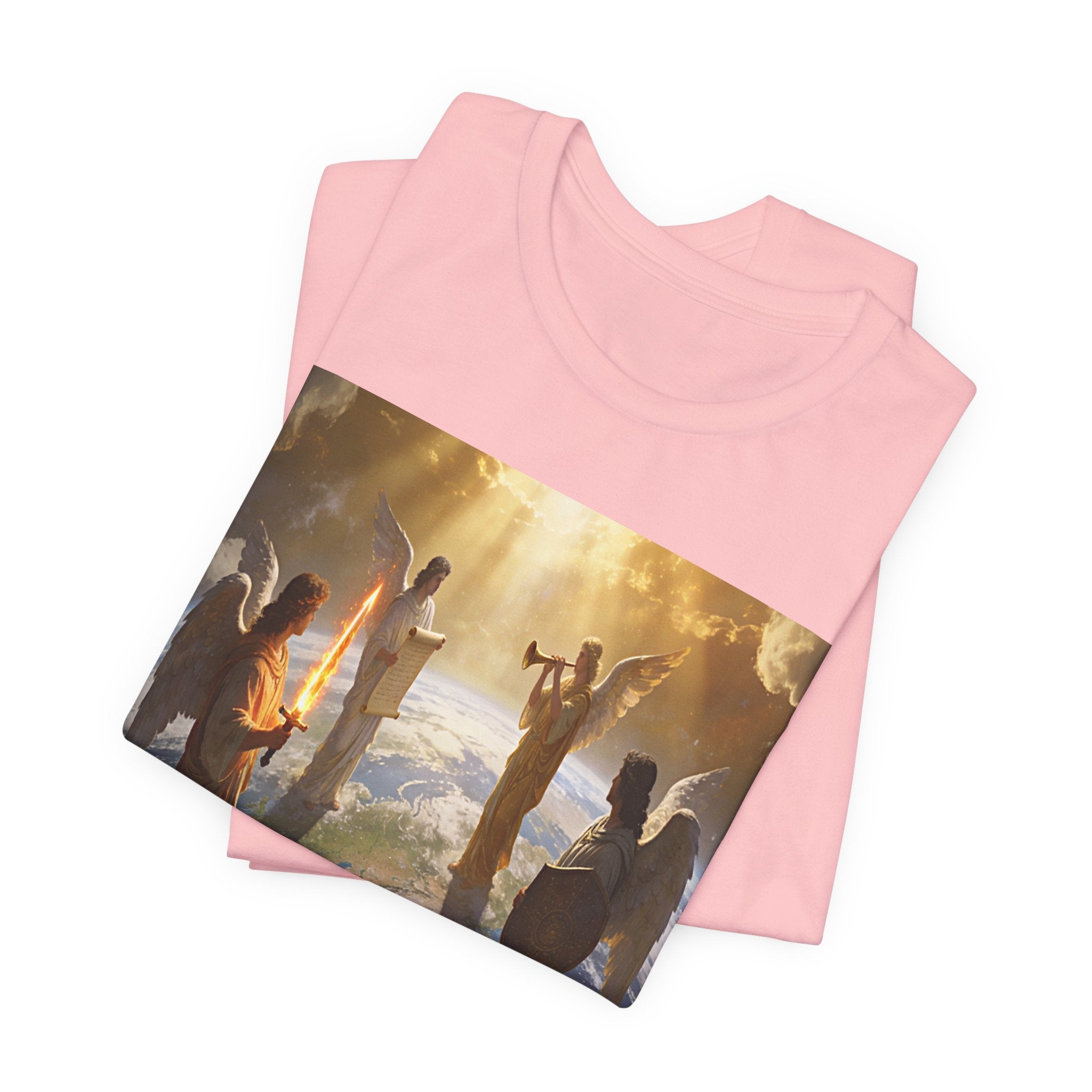 Christian Angel Choir T‑Shirt – Heavenly Worship Scene Tee Revelation 7:1-3