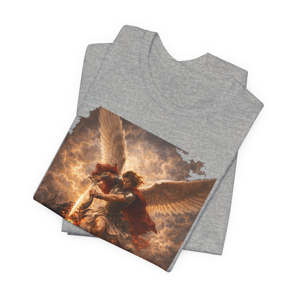 Michael and his angels fought against the dragon Revelation 12:7 Tee — Spiritual Battle Winged Art T-Shirt