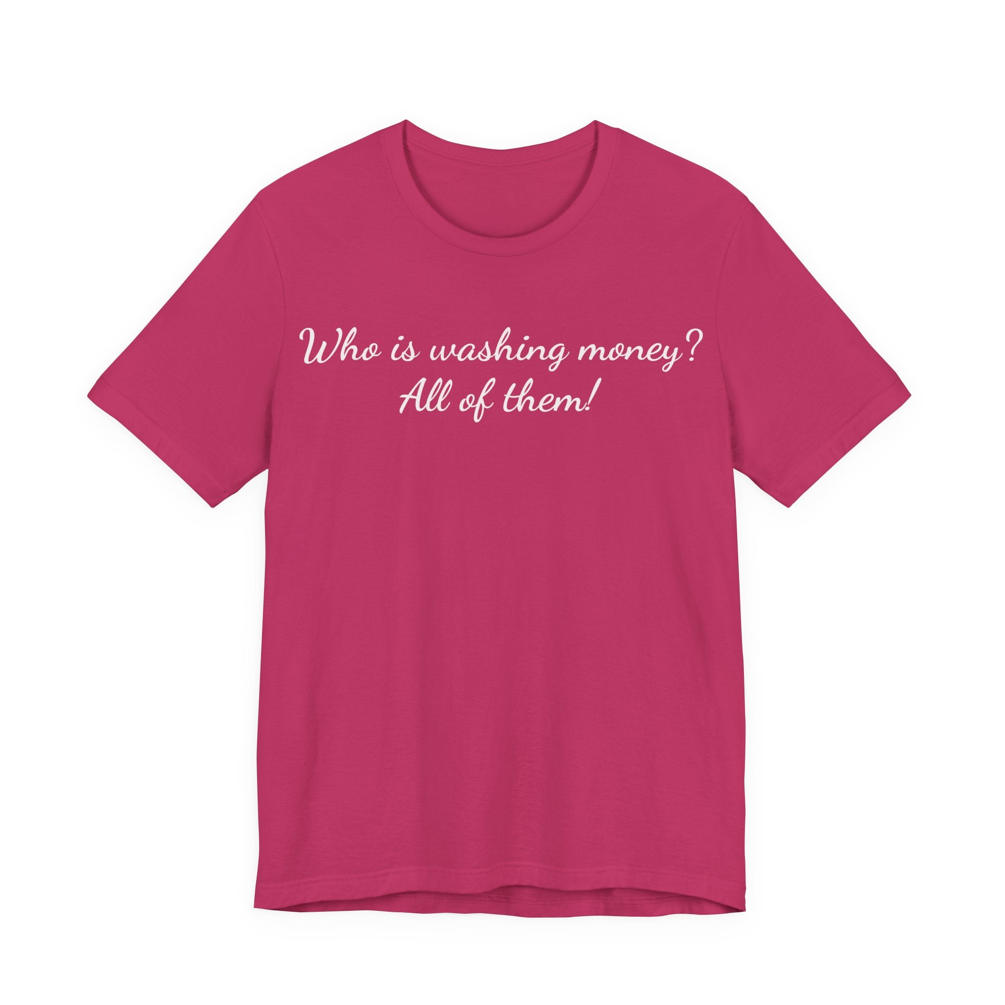 T‑Shirt — "Who is washing money? All of them!" Funny Graphic Tee