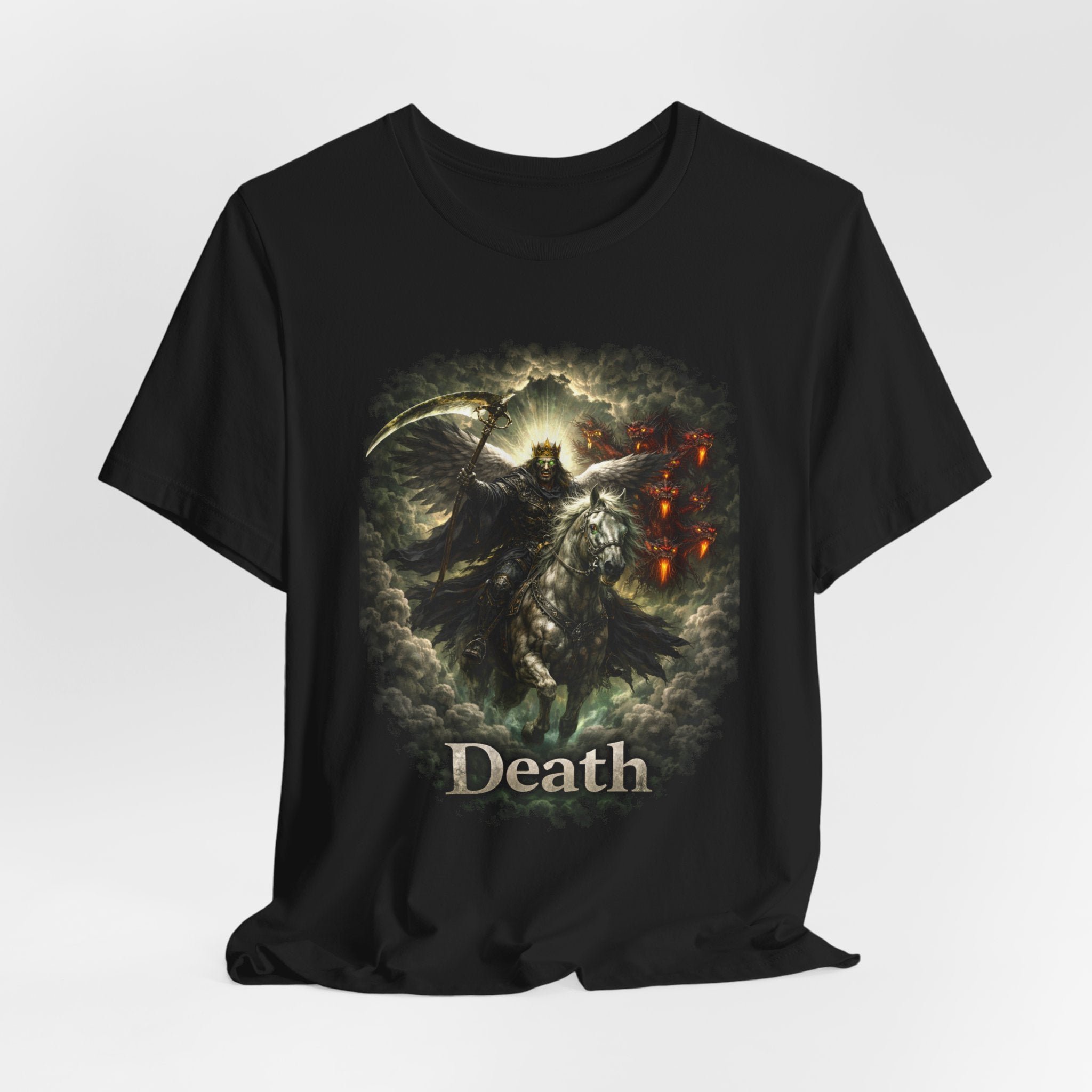 The black horse from Revelation 6:5-6 Angle of Death- Graphic Tee