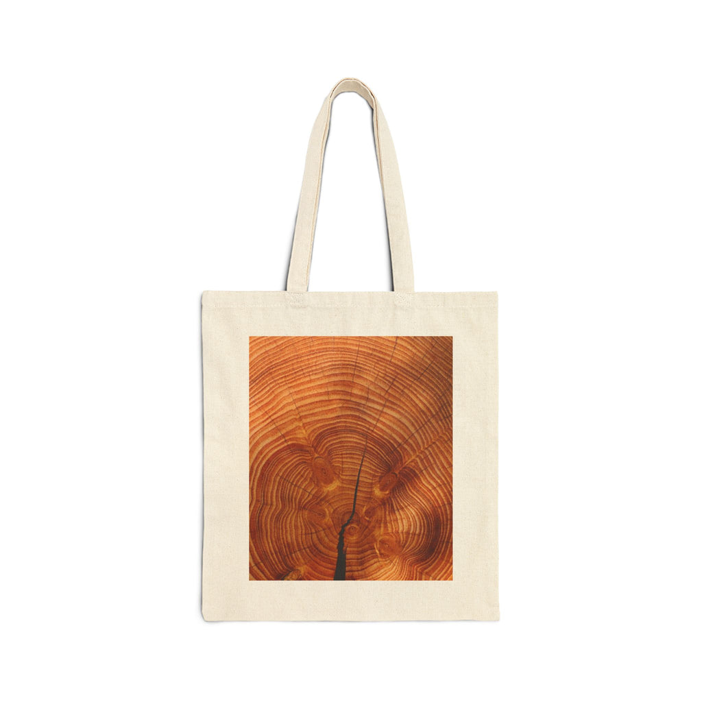 Wood Grain Square Tote Bag — Natural Tree Ring Canvas Tote