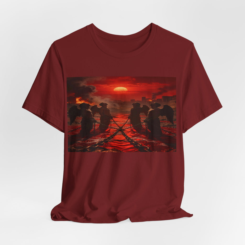Angles Revelation 9 reveals four fallen angels bound in the Euphrates RiverShort Sleeve Tee