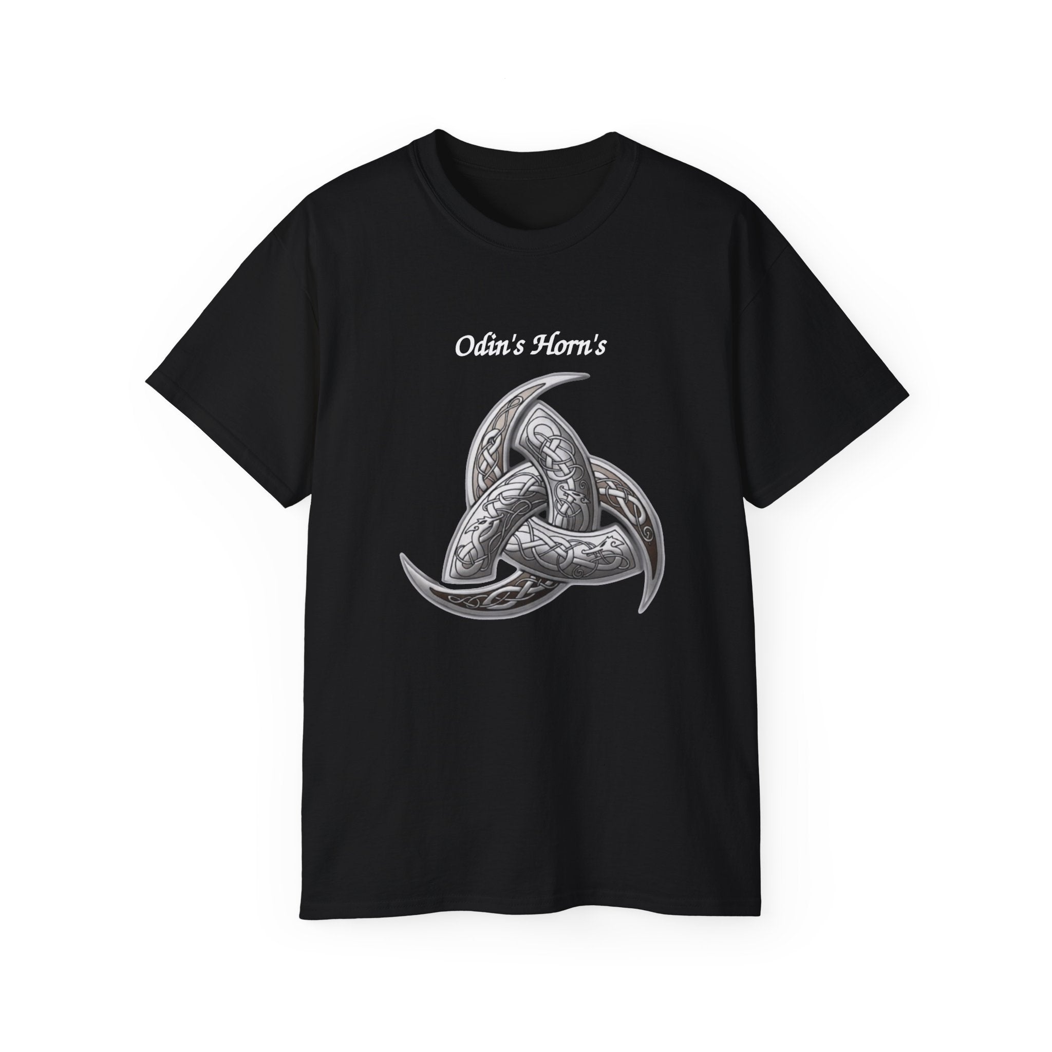Viking Odin’s Horns Cotton T-Shirt — Norse Mythology Triskelion Tee