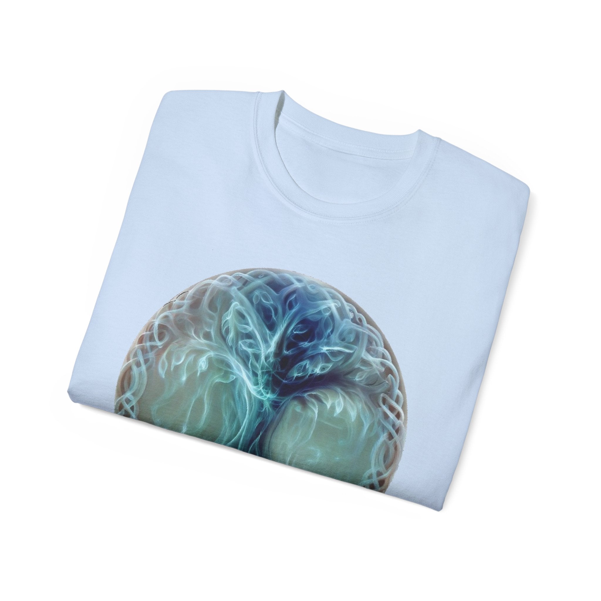Tree of Life Cotton T-Shirt — Mystical Blue Celtic Circle Design