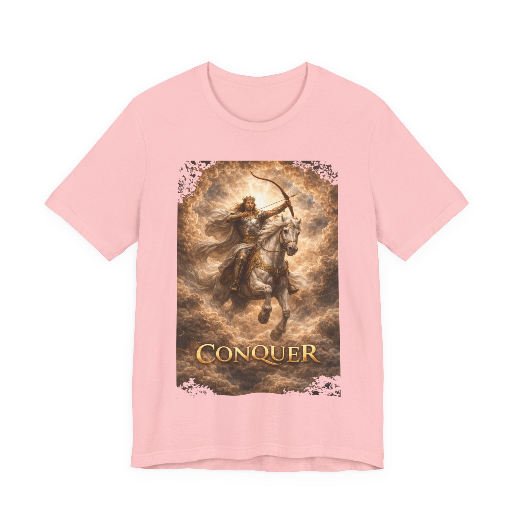 The white horse from Revelation 6:1-2! T‑Shirt — "Conquer" Warrior Archer Graphic Tee