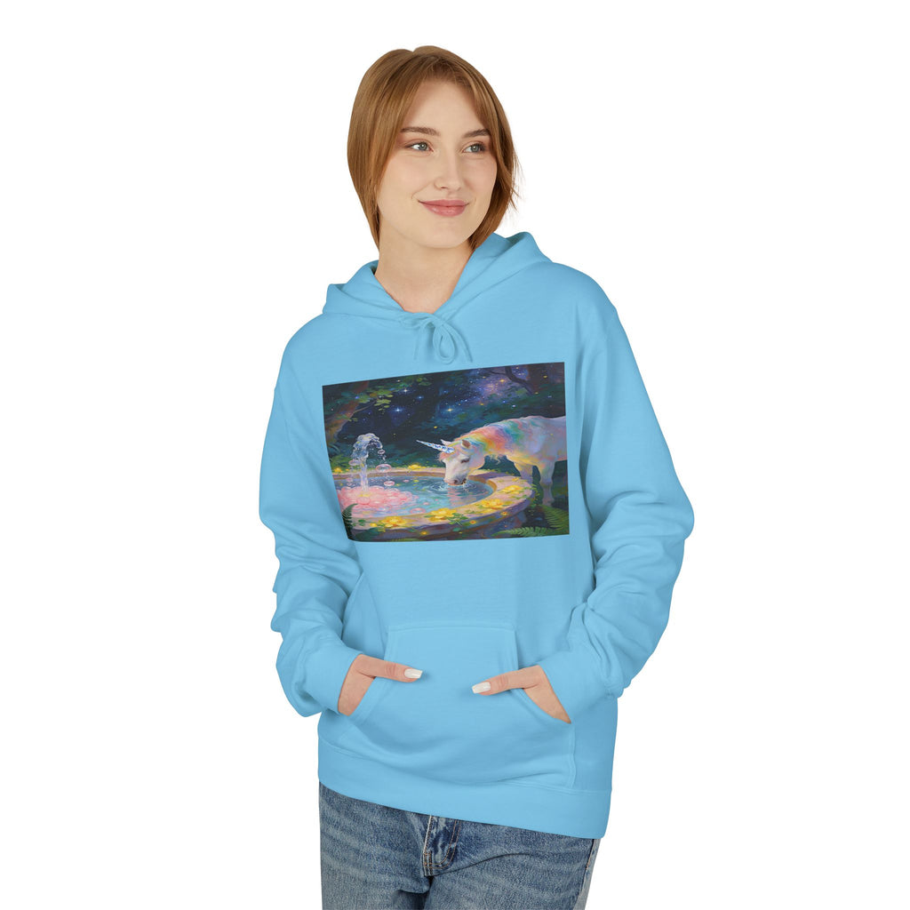 Aurora Bear & Fountain Hoodie — Dreamy Watercolor Wildlife Pullover