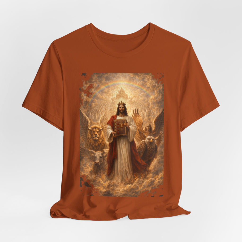 Jesus Christ The Lamb of God-Book of Judgment —  Religious T‑Shirt(Revelation 5:5-7)