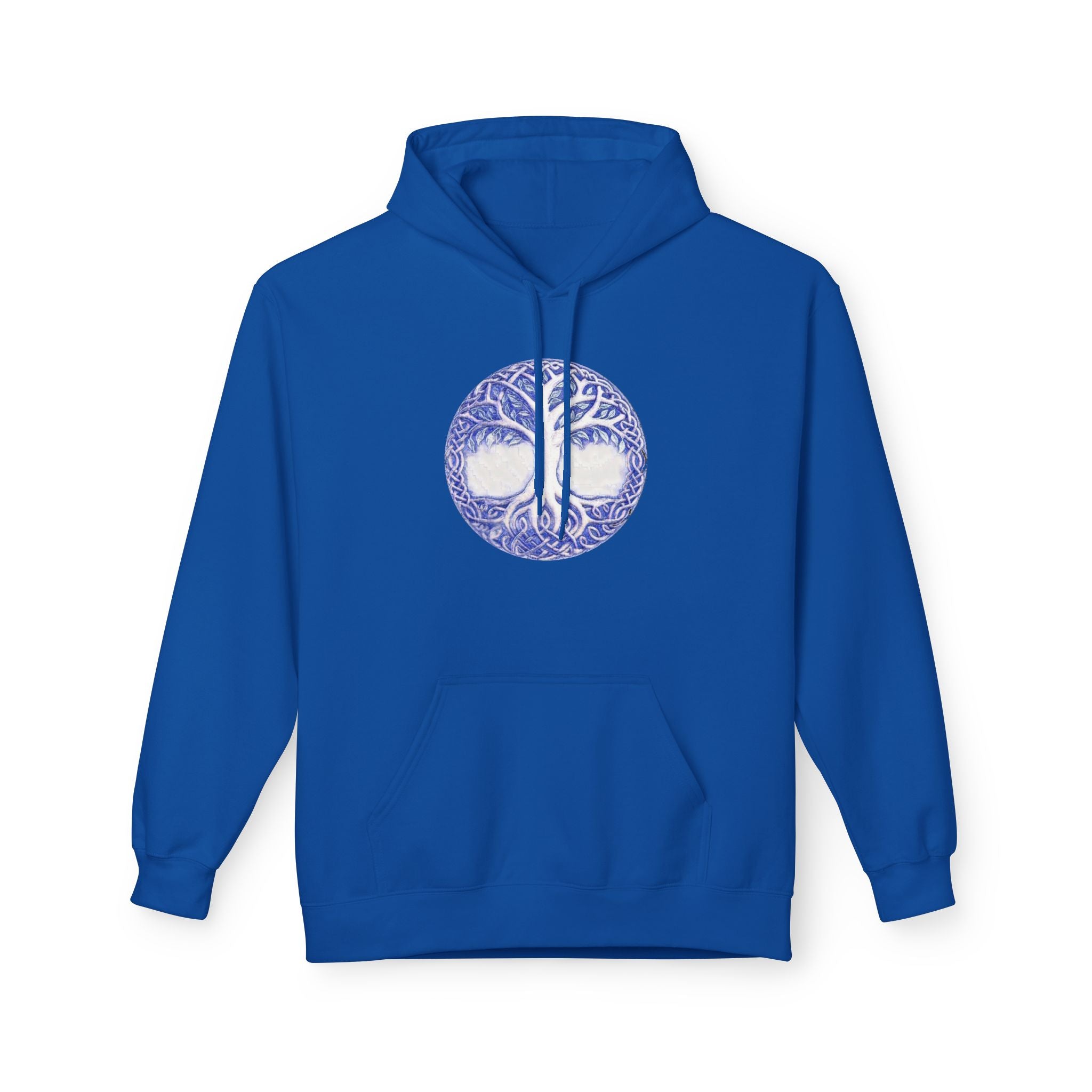 Yggdrasil, the Tree of Life Cotton Hoodie – Blue Mandala Woodland Graphic Pullover