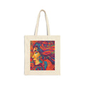 Psychedelic Woman Art Tote Bag — Colorful Boho Canvas Grocery & Beach Tote