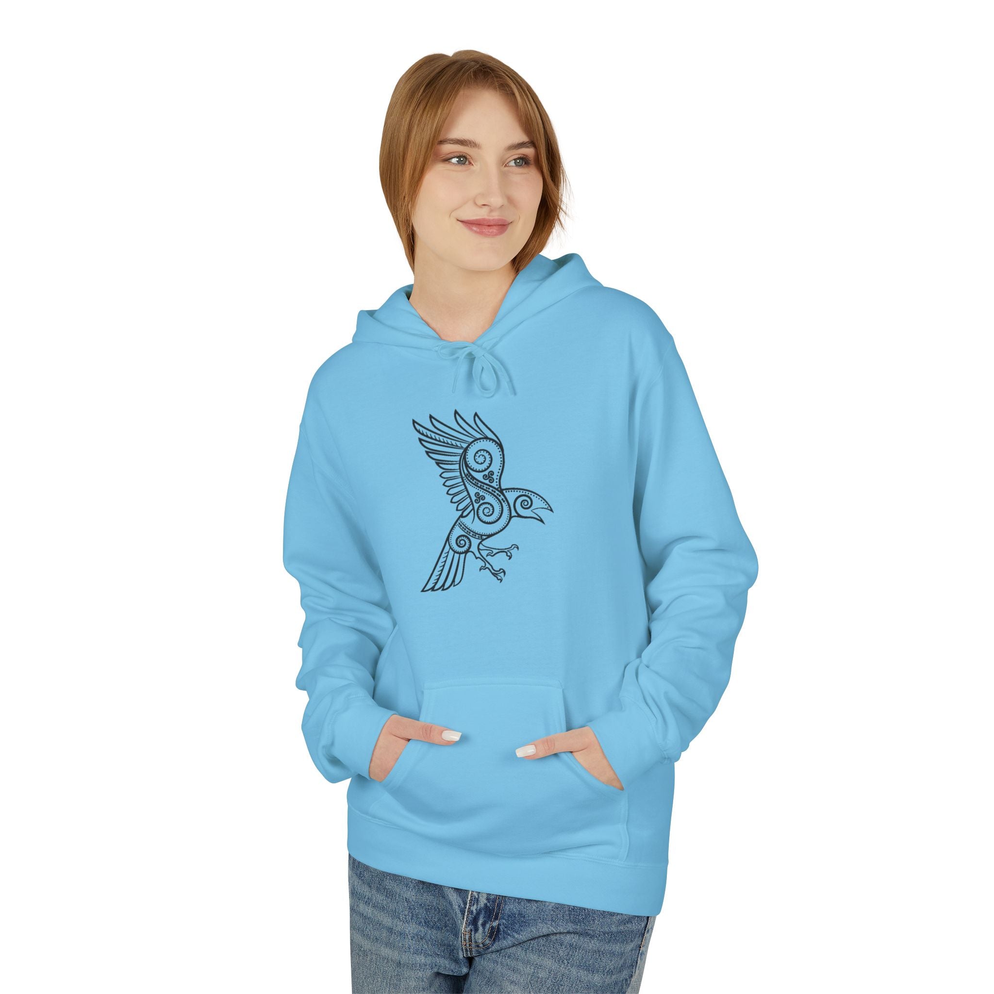 The Raven – Odin’s Messengers-Hoodie — Bird Outline Graphic Pullover