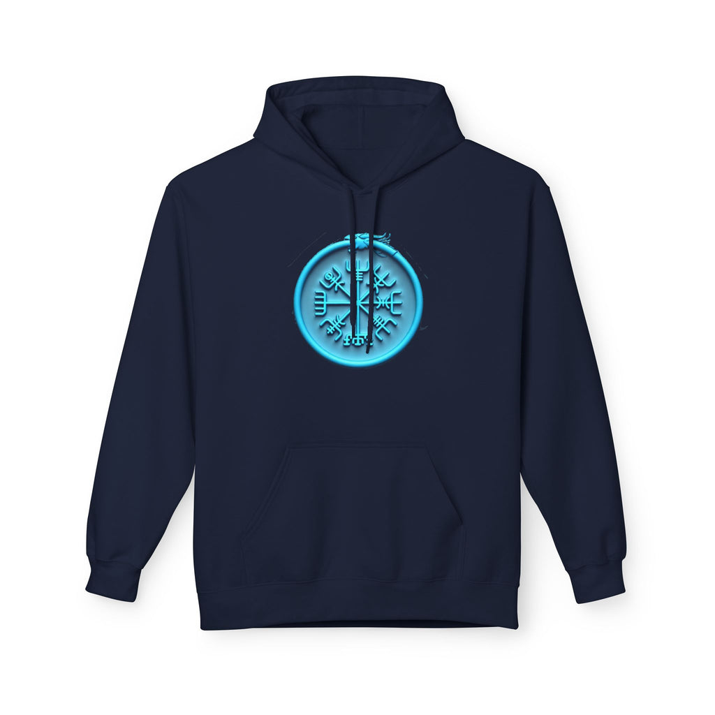 The Serpent – Jörmungandr, Blue Neon Rune Hoodie — Mystical Sigil Graphic Sweatshirt