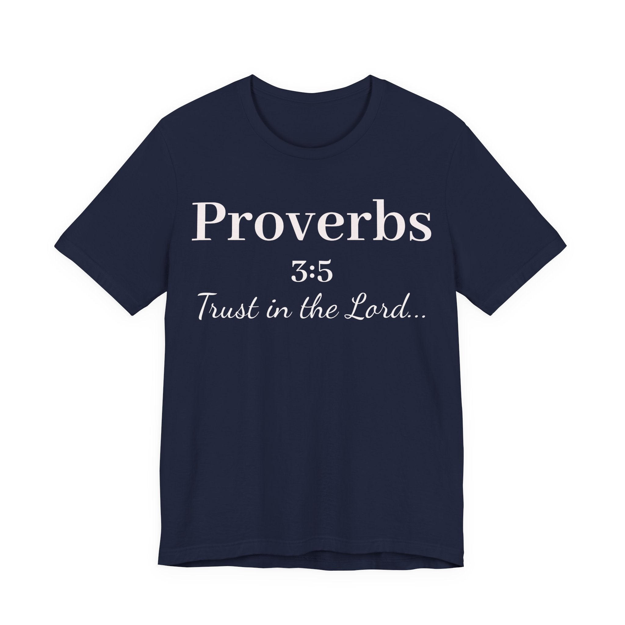Proverbs 3:5 Tee — Minimal Christian Scripture Short Sleeve Shirt