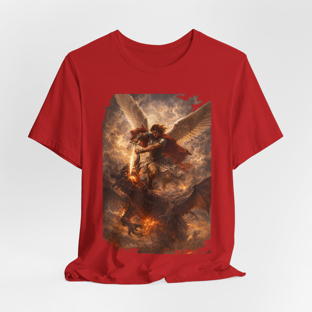 Michael and his angels fought against the dragon Revelation 12:7 Tee — Spiritual Battle Winged Art T-Shirt