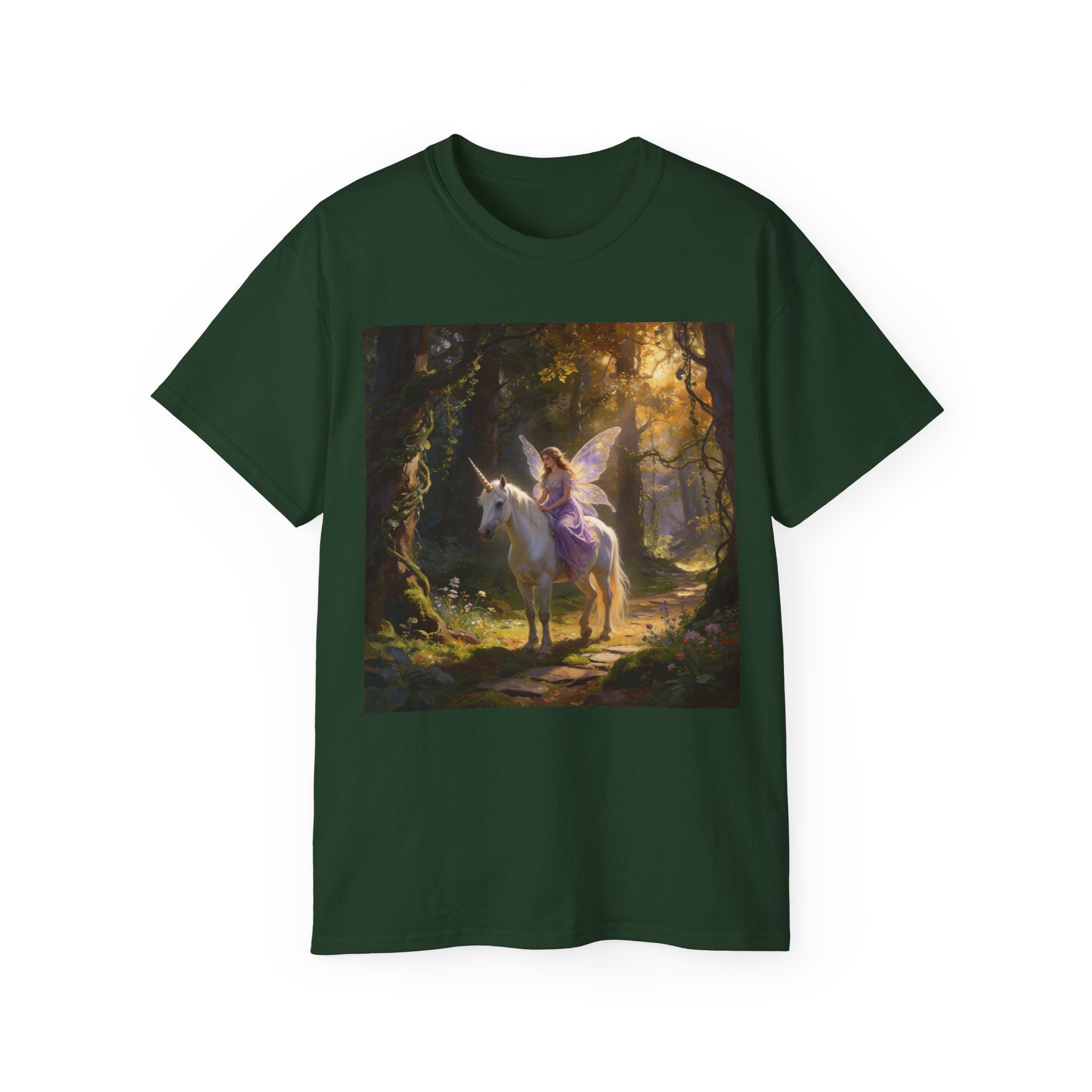 Magical Fairy/Unicorn Forest CottonTee — Fantasy Unicorn Shirt for Kids & Adults