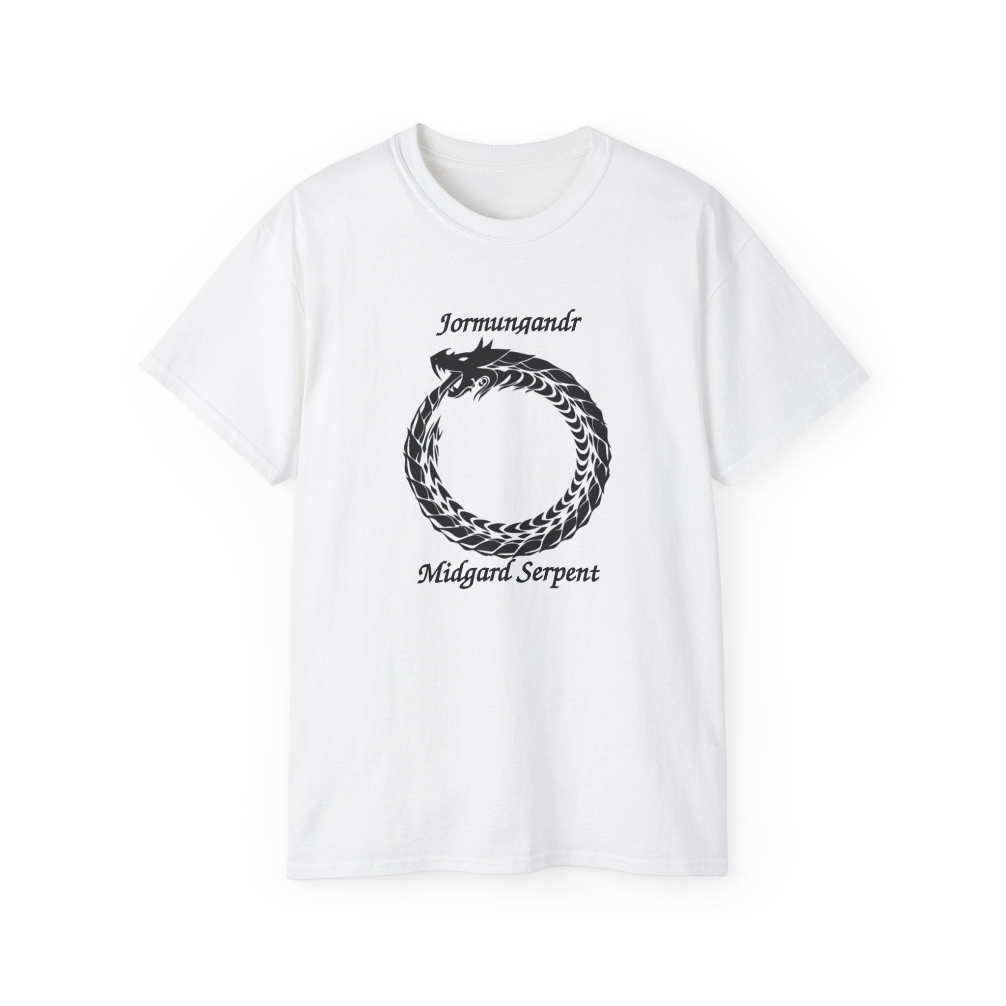 Jormungandr Midgard Serpent Cotton T-Shirt — Norse Mythology Snake Design