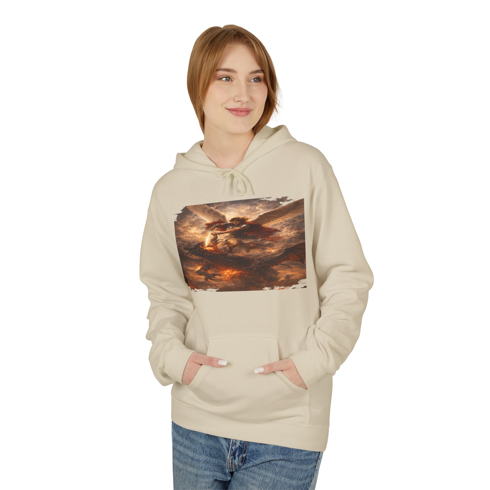 Revelation 12:7-12, where Michael and his angels battle the dragon in heaven- Pullover