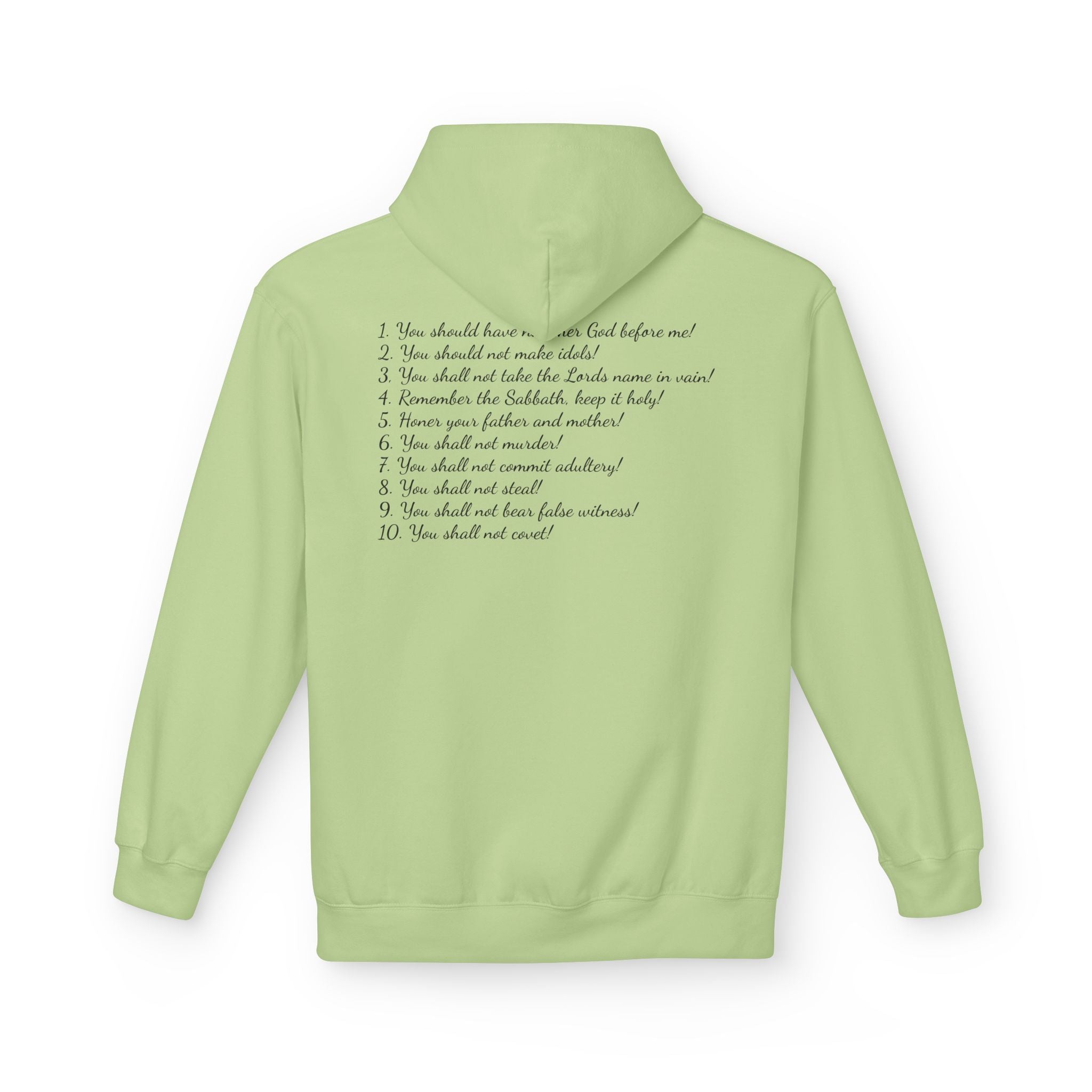 "The 10 Commandments" Script List Back Print Christian Faith Pullover