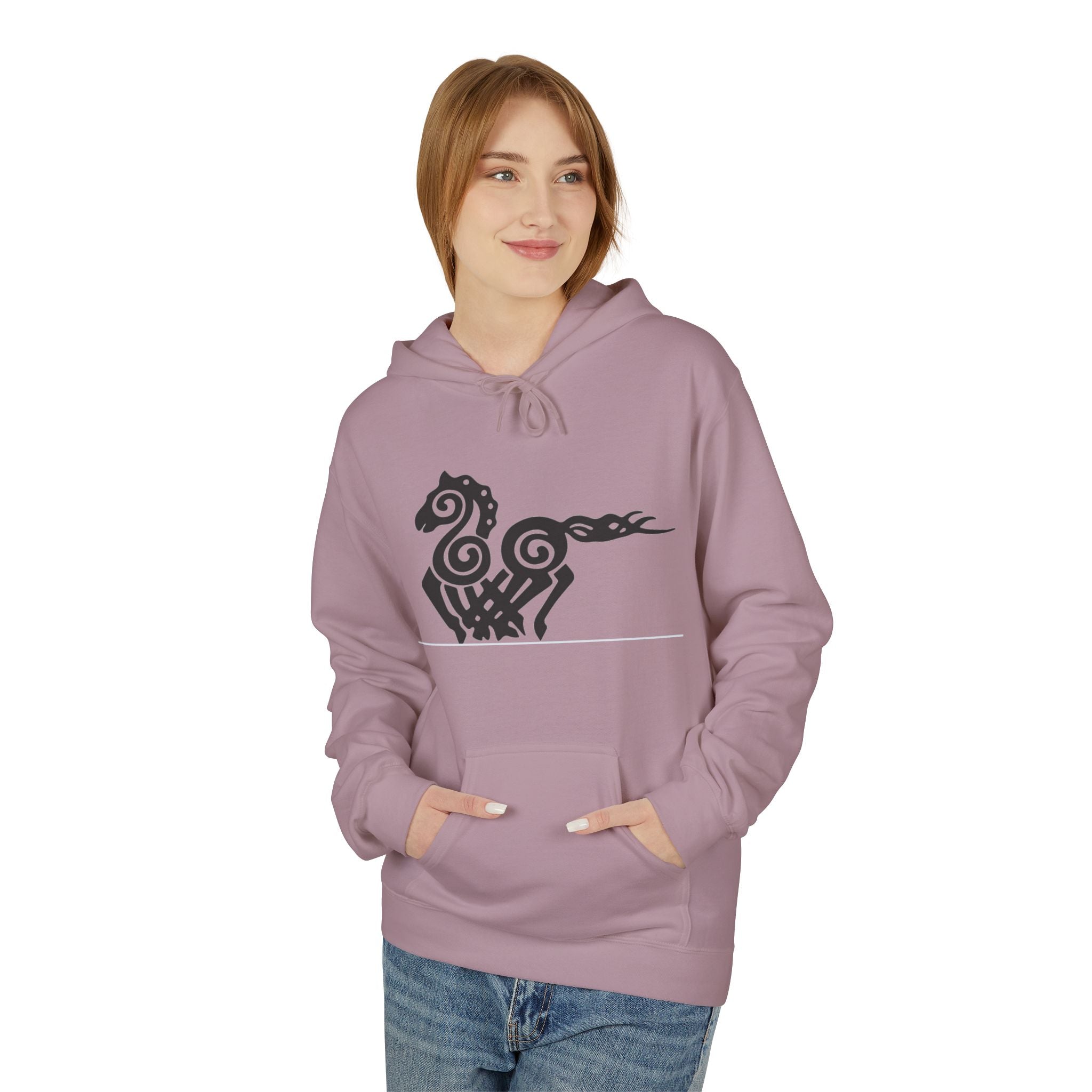 Viking Horse Tribal Hoodie — Nordic Norse Rune Stallion Design