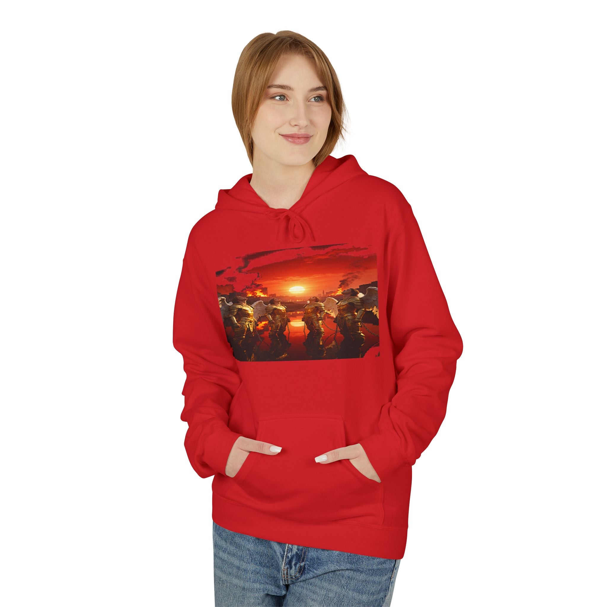 Revelation 7:1 End of times-Four angels standing on the four corners of the earth as seen from heaven-Art Graphic Pullover