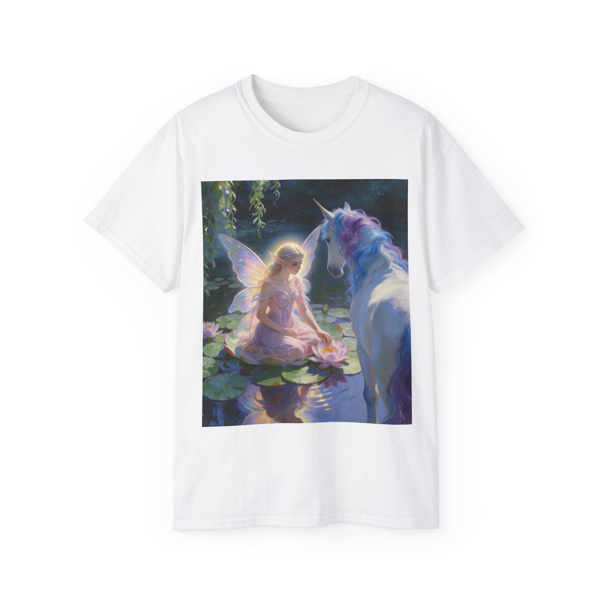 Fairy and Unicorn Graphic Tee — Enchanted Fantasy Cotton T-Shirt
