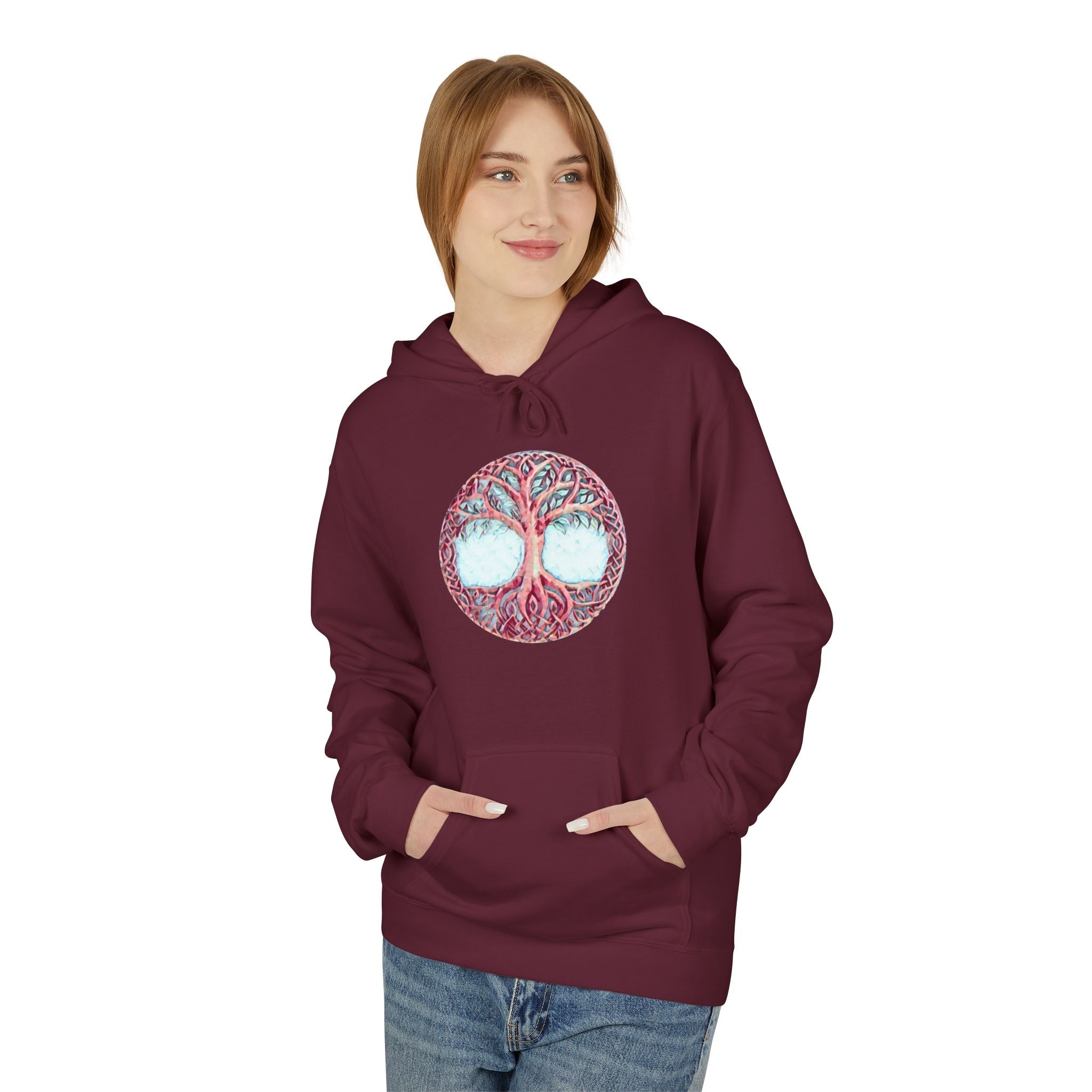 Yggdrasil Tree of Life Cotton Hoodie — Spiritual Nature Graphic Hoodie
