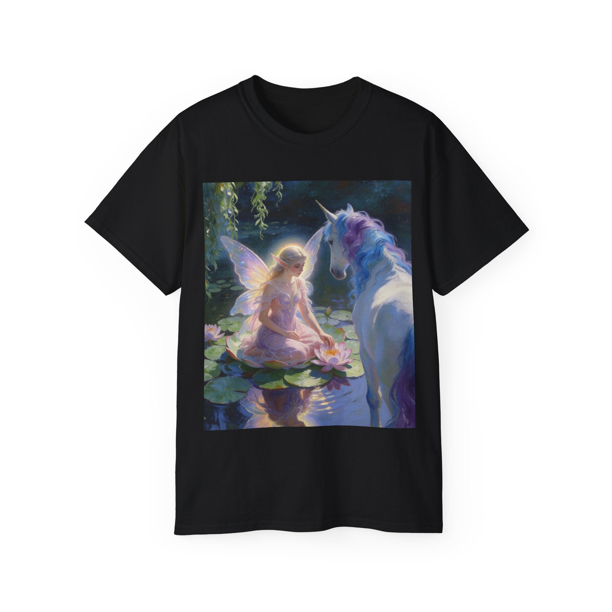 Fairy and Unicorn Graphic Tee — Enchanted Fantasy Cotton T-Shirt