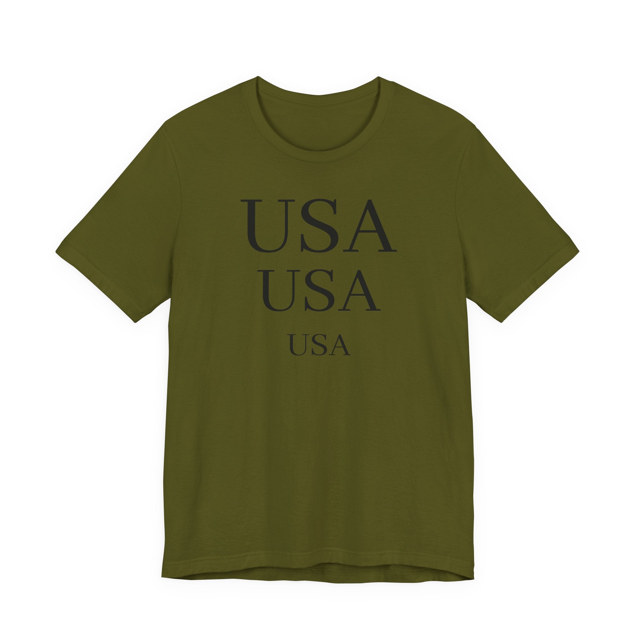 USA Minimalist Tee — Patriotic Text Graphic T-Shirt