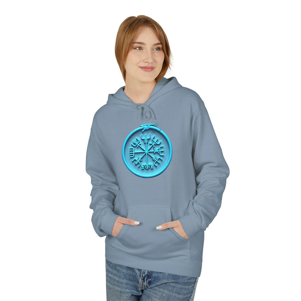 The Serpent – Jörmungandr, Blue Neon Rune Hoodie — Mystical Sigil Graphic Sweatshirt