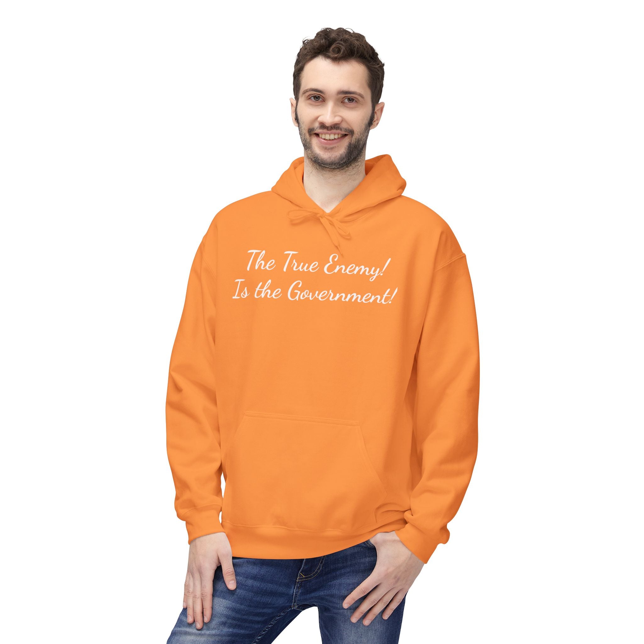 "The True Enemy Is the Government" Script Political Statement Hoodie
