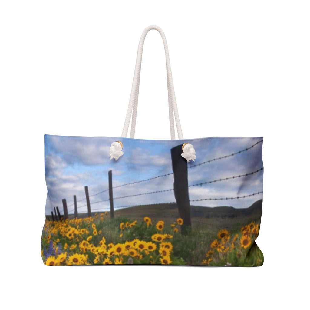 Sunflower Field Weekender Bag — Floral Travel Duffel for Getaways