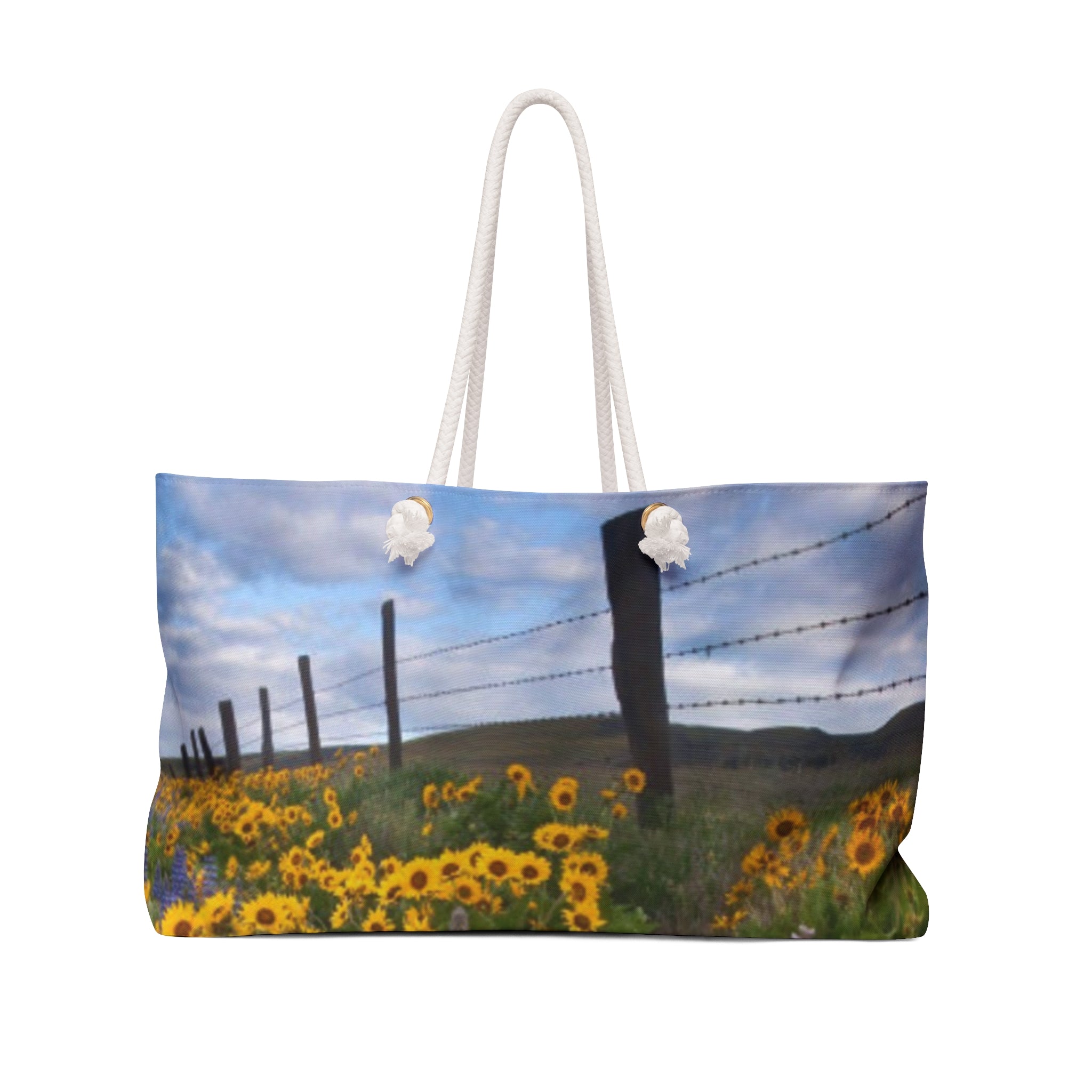 Sunflower Field Weekender Bag — Floral Travel Duffel for Getaways