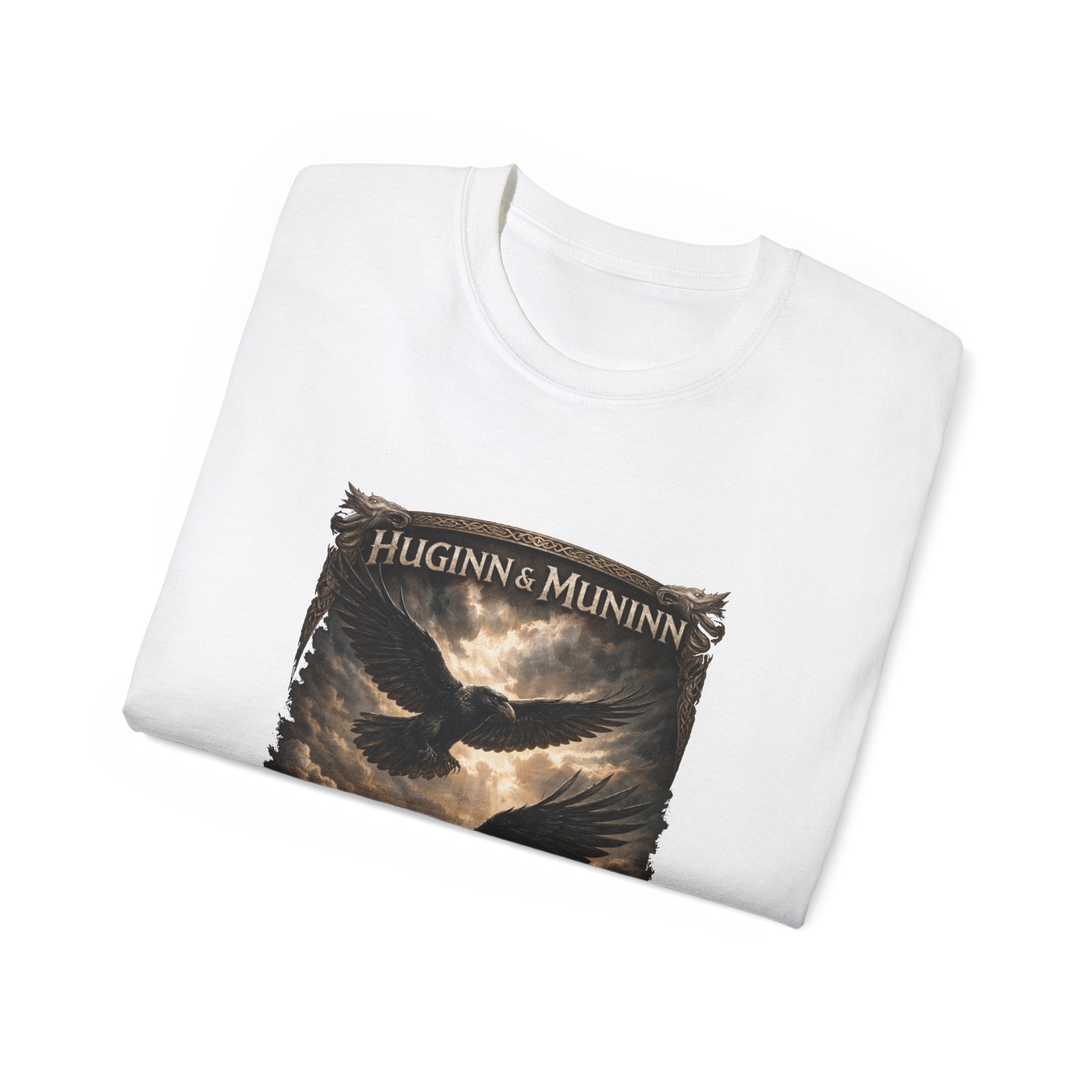 Huginn and Muninn,  are two ravens in Norse mythology who are helping spirits of the god Odin- Cotton Tee