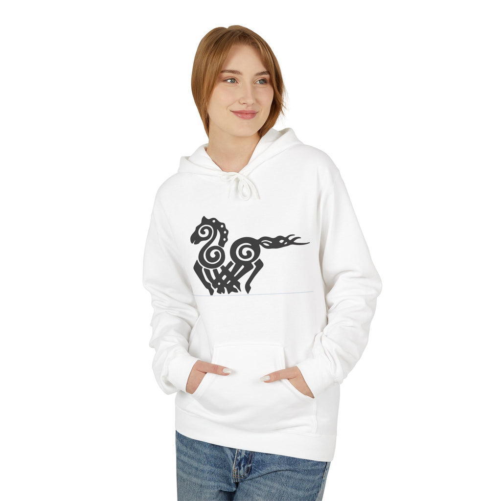Viking Horse Tribal Hoodie — Nordic Norse Rune Stallion Design