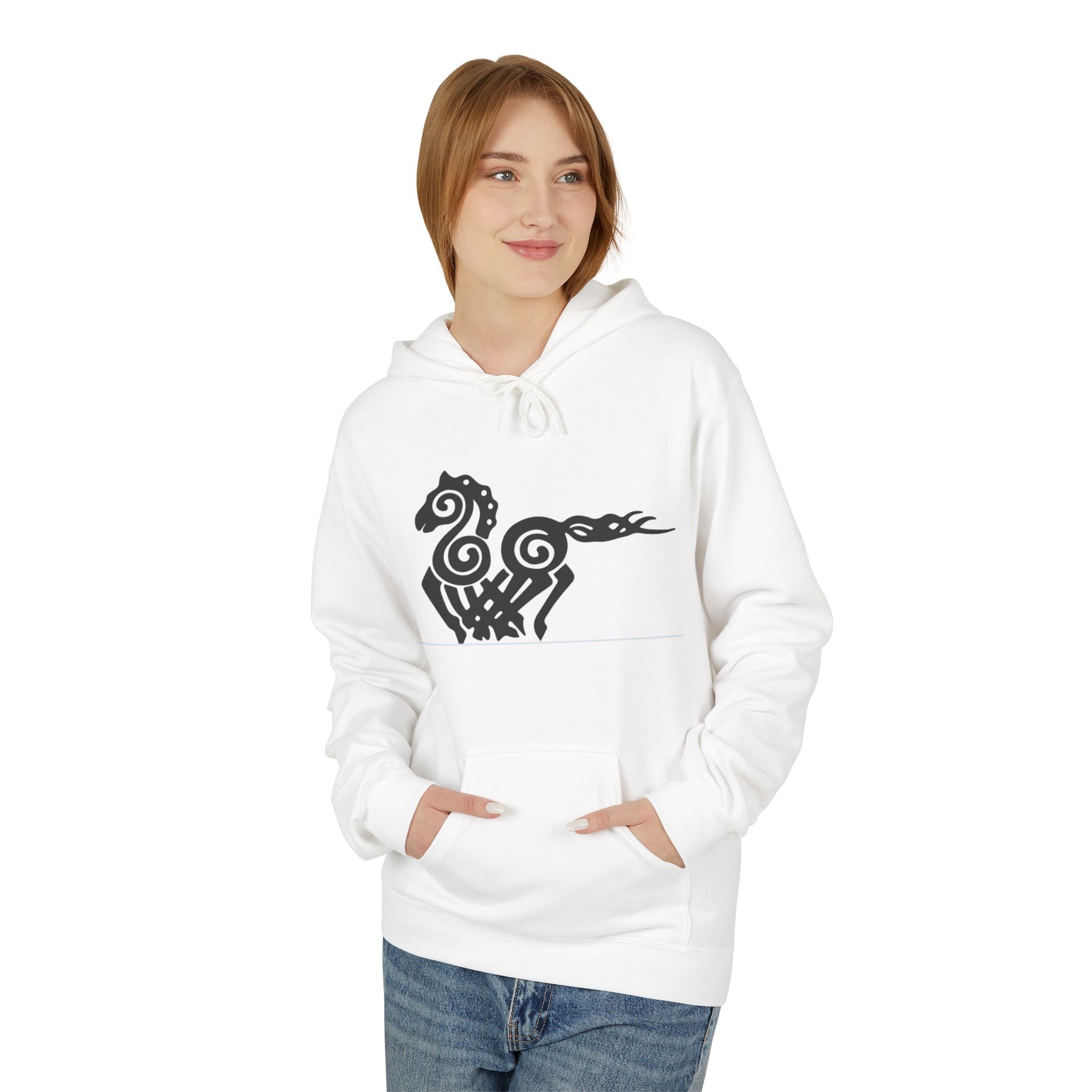 Viking Horse Tribal Hoodie — Nordic Norse Rune Stallion Design