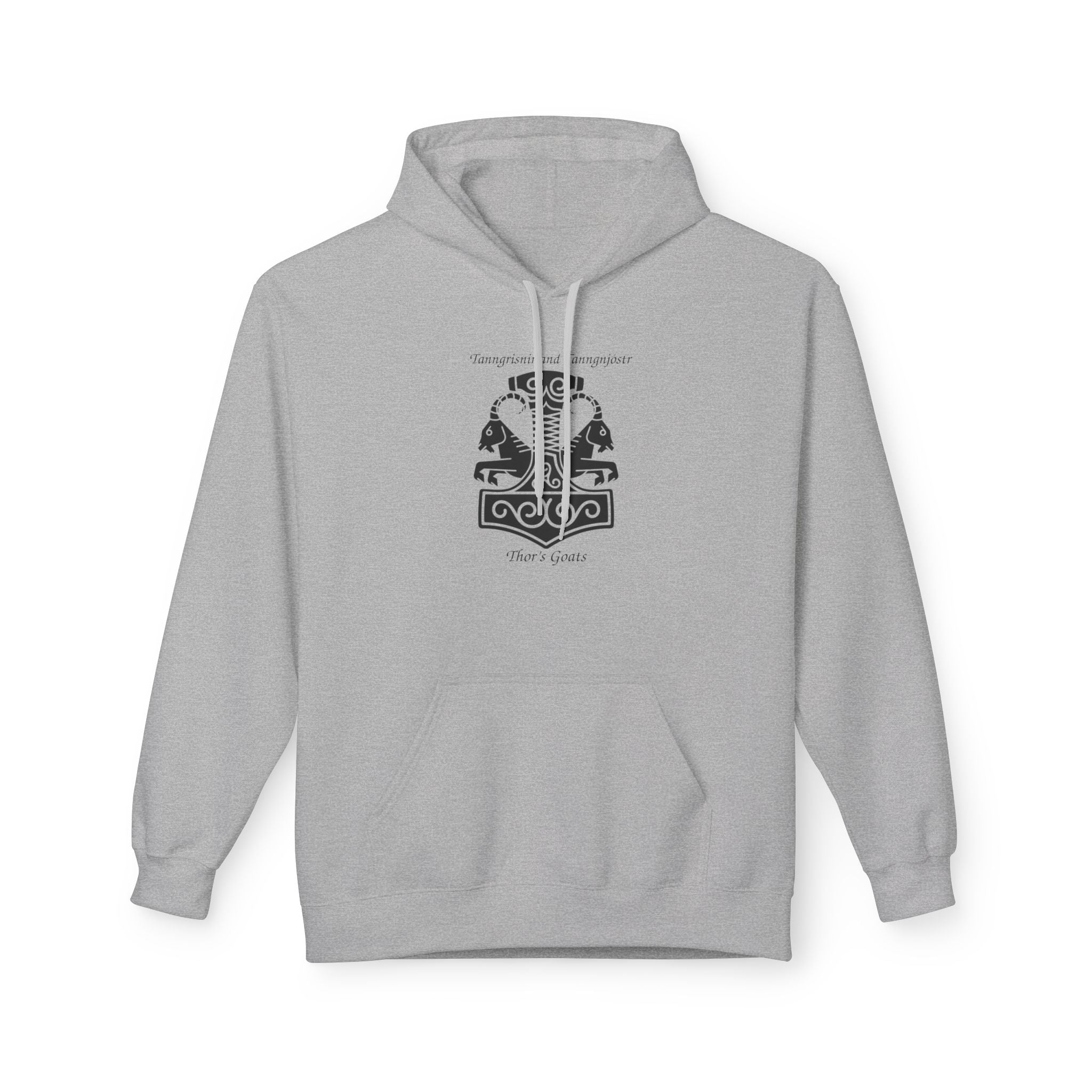 Tanngrisnir and Tanngnjóstr Thors Goats-Viking Shield Rune Hoodie — Norse Crest Graphic Pullover