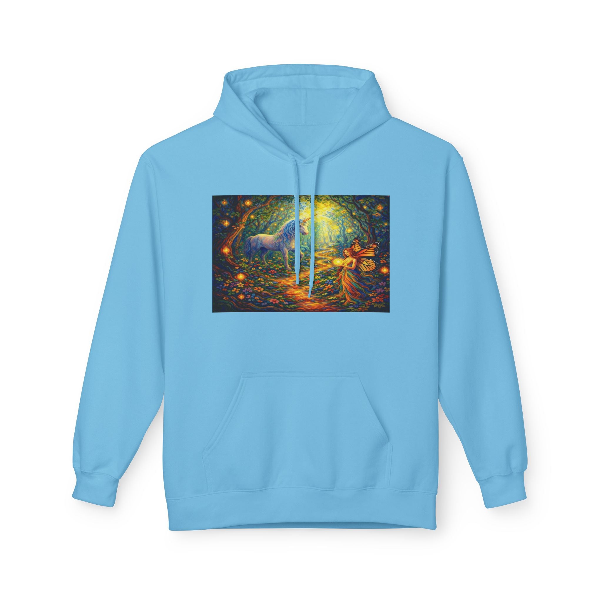 Unicorn Fairy cotton Hoodie — Surreal Planet & Stars Art Pullover