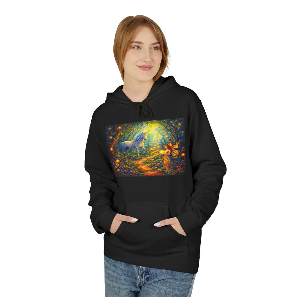 Unicorn Fairy cotton Hoodie — Surreal Planet & Stars Art Pullover